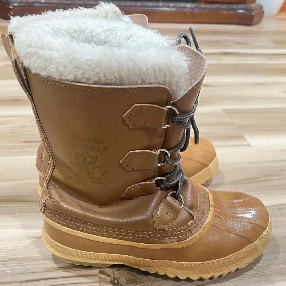 Sorel Manitou Leather and Wool Blend Inserts Winter Duck Boots Men’s 6